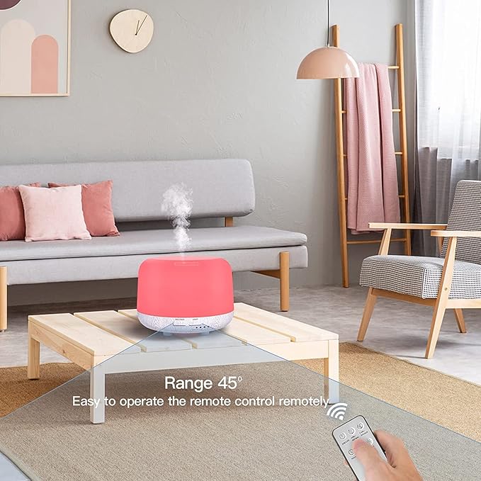 Aromatherapy Diffuser for Essential Oil, 300ml Cool Mist Humidifier with Remote Control, Aroma Diffusers for Home with Waterless Safety Switch & 14 LED Colors