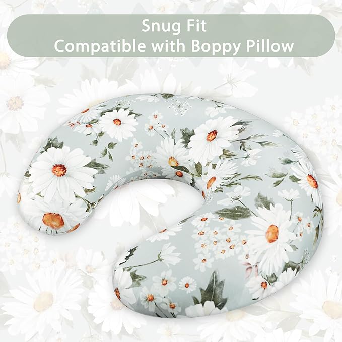 Pea Pod Nursing Pillow Cover Breastfeeding Pillow Slipcover for Moms Soft Breathable Organic Knit Fabric Newborn Infant Feeding Pillow Covers for Baby Girl Boy, Daisy