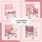 Portable Booster Seat, Toddler Baby Seat with Tray for Dining Table Compact Floor Chair for Camping Lawn Beach Babies Travel 6-36 Months