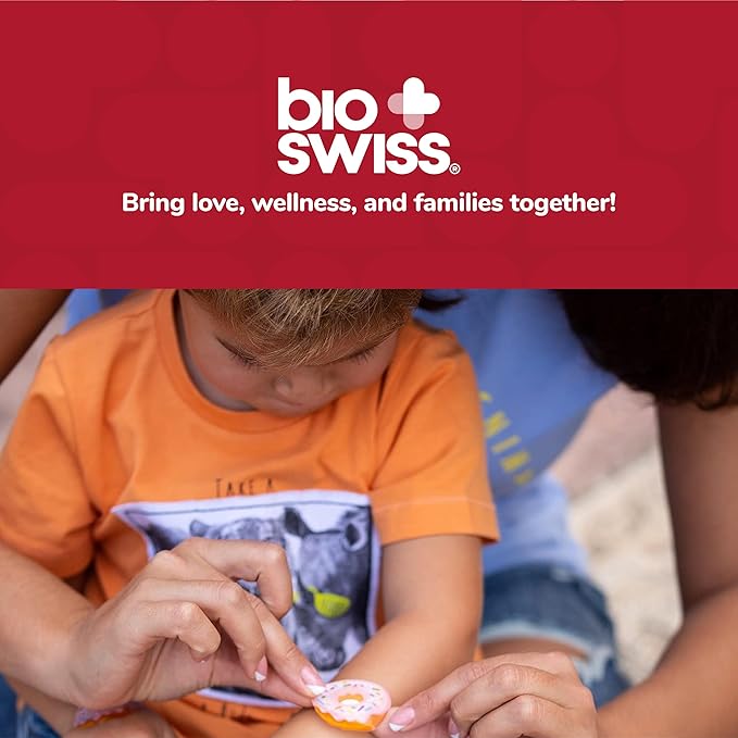 BioSwiss Bandages, Donut Shaped Self Adhesive Bandage, Latex Free Sterile Wound Care, Fun First Aid Kit Supplies for Kids, 24 Count