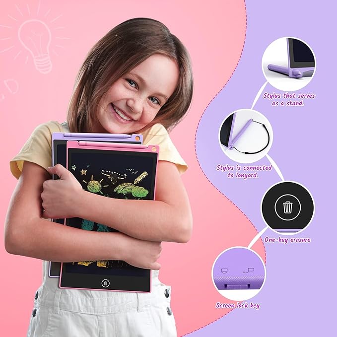 TECJOE 2 Pack 10 Inch LCD Writing Tablet, Colorful Doodle Board Electronic Drawing Pads, Kids Travel Games Learning Toys Christmas Birthday Gifts for 3 4 5 6 7 Year Old Boys Girls Toddlers