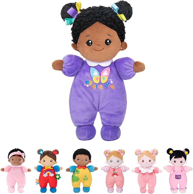 OUOZZZ 10" Black Baby Doll for 1 Year Old Girl Gifts - First African American Baby Dolls Toys for Girl Birthday Christmas Plush Gift for Toddler