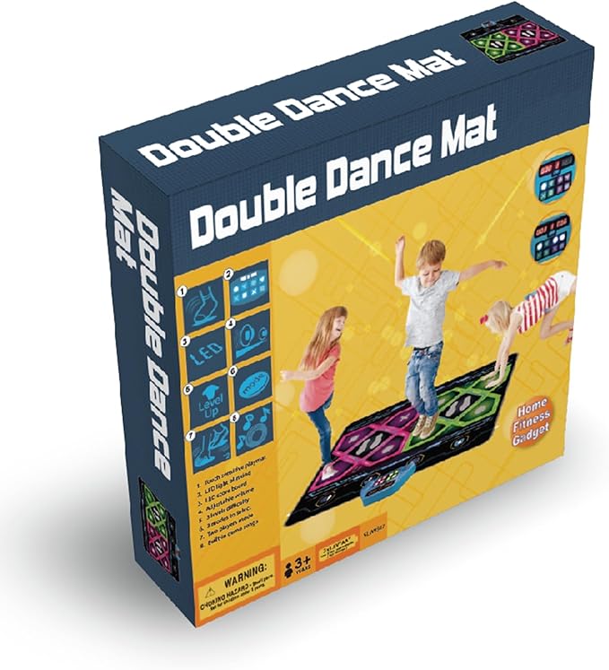 Upgraded 2-Player Kids Dance Mat, Interactive Electronic Dance Pad for Girls &Boys Ages 3-12, Premium Speaker with Built-in Adjustable Volume Music, Ideal Birthday & Holiday Family Dance Game Toy Gift