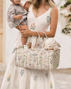 Blissful Diary Floral Diaper Caddy Organizer, Stylish Nursery Storage Basket, Gift for Baby Shower, Baby Registry Must Have, Newborn Essentials, Pastoral Daisy