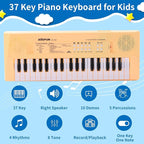 Kids Piano Keyboard, 37 Keys Portable Music Keyboard Early Learning Educational Electronic Music Piano Instrument Toys for 3 4 5 6 Year Old Boys and Girls (Yellow)