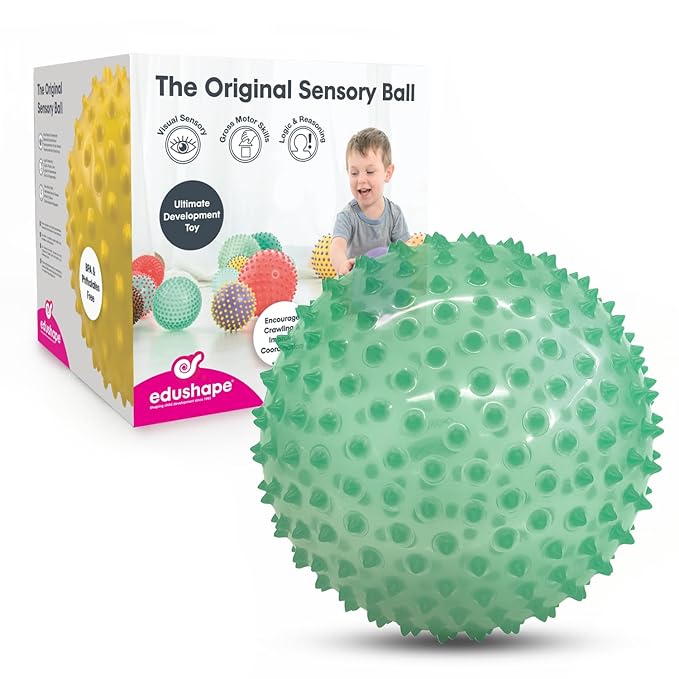 Edushape The Original Sensory Ball for Baby - 7" Transparent Green Color Baby Ball That Helps Enhance Gross Motor Skills for Kids Aged 6 Months & Up - Vibrant, Colorful & Unique Toddler Ball