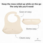 Moss and Fawn Little Explorer Kit - Silicone Frozen Breast Milk Popsicle Kit with Forage Feeder, Teething Popsicle Ice Cube Tray, & Gather & Roll Baby Feeding Bib - BPA, PVC, & Lead-Free - Ecru