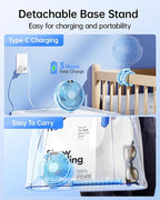 SWEETFULL Portable Stroller Fan with Display 4000mAh Battery Powered Mini Clip On Fan, 4-Speed Rechargeable Small Personal Cooling for Baby Car Seat Crib Travel - Blue