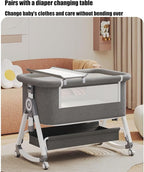 PandaEar Foldable Baby Bassinet Bedside Sleeper, Portable Crib with Wheels & Diaper Changing Table, Adjustable Height Infant Bed, Co-Sleeper for Newborns, Breathable Mesh