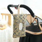 Quilted Baby Wipe Holder Floral Quilted Diaper Pouch Portable Mommy Bag for Travel Stroller Daily Casual (Green)