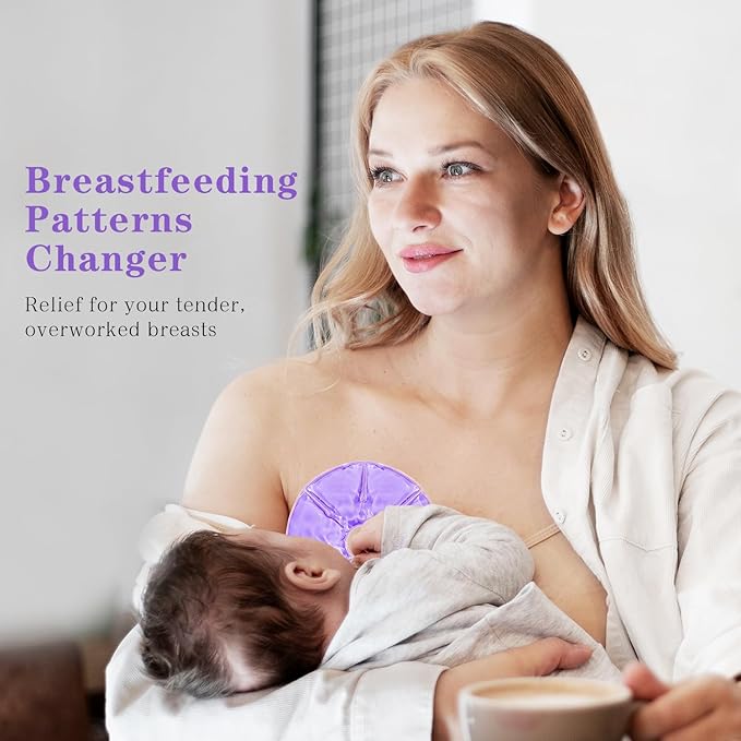 Breast Ice Packs, Hot & Cold Gel Therapy Pads for Breastfeeding, Postpartum Nursing, Engorgement, Mastitis, Pain Relief Breast Packs with Soft Covers, 2 Pack(Purple)