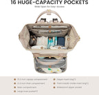 LOVEVOOK Diaper Bag Backpack, Baby Bag with Changing Station, Large Diaper Backpack for Moms Dads, Waterproof Leather Accents Baby Boy and Girl Bag for Travel Baby Essentials