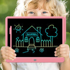 FLUESTON LCD Writing Tablet, Doodle Board Toys Gifts for 3-8 Year Old Girls Boys, 15 Inch Colorful Electronic Board Drawing Pad for Kids, Gifts for Toddler Educational Learning Travel Birthday, Pink