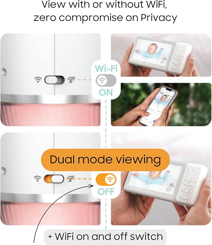 CHILLAX DM568 Video Baby Monitor – 2K QHD Baby Monitor with Camera and Audio w/Remote Pan‑Tilt‑Zoom, 5″ 720p Color Screen, Auto Dimming LED, Night Light & Sleep Trainer, Wi‑Fi/Non‑Wi‑Fi Viewing