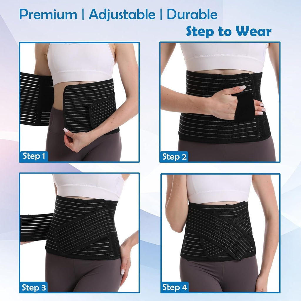 Paskyee Postpartum Belly Band, Abdominal Binder Post Surgery Belly Wrap, C Section Recovery Must Haves, Girdle for Postnatal Care, Waist/Pelvis Belt for Back Pain Relief Black S/M