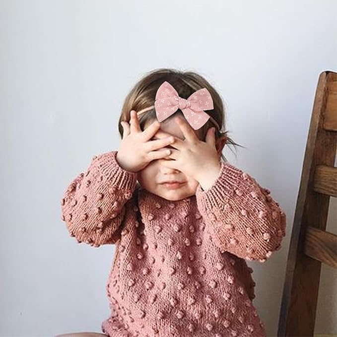 Baby Girl Headbands with Bows Soft Nylon Newborn Toddler Hairbands Handmade Baby Hair Accessories for Infant Girls Kids