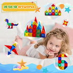 FNJO Mini Magnetic Tiles, Magnet Building Set,60 PCS Building Blocks Set STEM Preschool Montessori Toy for Kids Boys Girls
