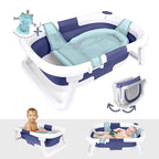 BEBELEH™ Collapsible Baby Bathtub – Bathtub + Baby tub Sling + Newborn Sling – Baby Bathtub Newborn to Toddler 0-24 Months – The Ultimate Travel Baby Bath Tub and Everyday Use! (Blue)
