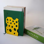 1 Pair 2pcs Yellow Cheese Heavy Metal Cookbook Ends to Hold Books, Book Ends for Kitchen and Home Decorative