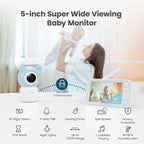 litokam 4MP Baby Monitor with Camera and Audio, 5-inch 1080P Split-Screen, No WiFi & 5G/2.4G WiFi, Remote Pan-Tilt-Zoom, Night Vision, VOX, Temperature Sensor, 2-Way Talk, 7 Lullabies, 1000ft Range