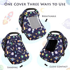 Baby Carseat Cover Winter, Pea Pod Infant Car Seat Covers Canopy for Newborn with 2 Layers Windows of Breathable Mesh/Fabric, Lightweight Polyester/Minky Dot Backing, Snug Fit Most Baby Car Seat