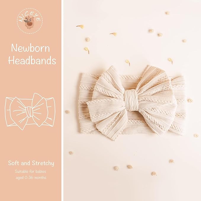 Niceye Handmade Baby Headbands Soft Stretchy Nylon Hair Bands with Bows for Newborn Infant Baby Toddler Girls