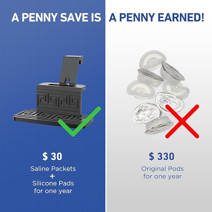 FireAnt 100 Saline Packets and 16 Pack Silicone Saline Pods Refills Set, Compatible with Navage Nasal Care — Includes 100 Count Salt Packets Sinus Rinse + 16 Reusable Salt Pads in Black