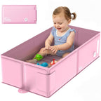 Bella’s Friends Baby Collapsible Bathtub, Travel Bath Tub for Baby, Foldable and Portable, Easy Storage, Reinforced Structure, Lightweight, Travel Essentials for 6M-3Y Infant Toddler, Pink