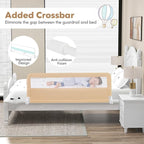BABY JOY Bed Rails for Toddlers, 59'' Extra Long, Swing Down Bed Guard w/Safety Strap, Folding Baby Bedrail for Kids Twin, Double, Full Size Queen & King Mattress (59-Inch, Beige)