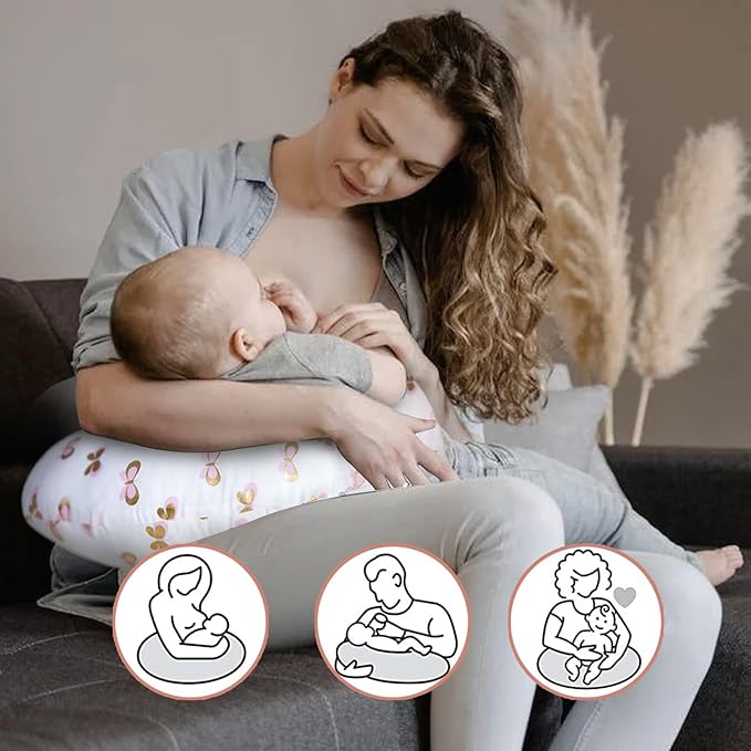 Little Grape Land Nursing Pillow, Breast Feeding Pillows for Mom, Butterfly Soft Cover with Breathable Filling, Feeding Support Pillow for 0-12 Months, Multifunctional Support Cushion for Travel