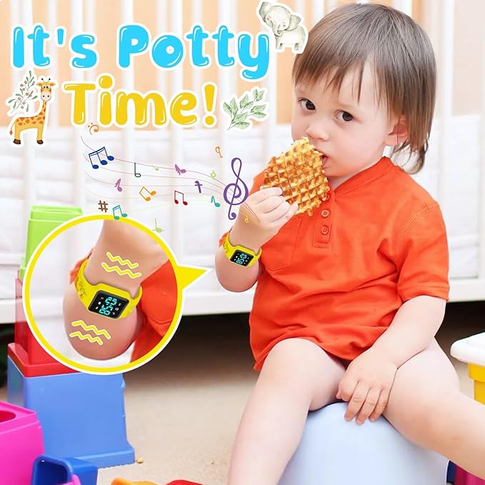 Potty Training Watch for Toddlers with Countdown, Magnetic Charging, Flashing Lights, Fun Music or Vibration Alerts - Waterproof Interactive Toilet Training Reminder for Boys & Girls Ages 2-9