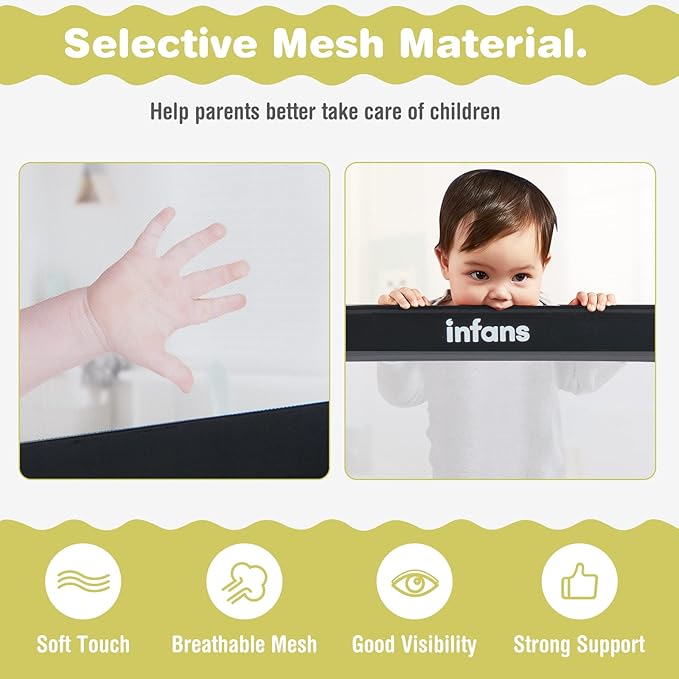 INFANS Bed Rail for Toddlers, 58" Foldable Safety Baby Crib Rail Fit for Kids Twin, Extra Long Swing Down Bed Guardrail for Convertible Crib, Queen, Full, King Mattress Side Guard (Black)