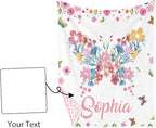 Personalized Baby Blankets for Girls, Custom Name Pink Butterfly Pattern Baby Blanket, Soft Minky Dot Blanket for Newborns and Toddlers, Ideal for Baby Showers Christmas Brithday Gifts