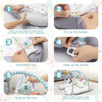 Baby Play Mat, 7-in-1 Tummy Time Activity Gym Mat, Washable Baby Lounger Nest, Portable Floor Seat for Home & Travel, Baby Essentials Gift for Infant Newborn 0-6-12-18 Months