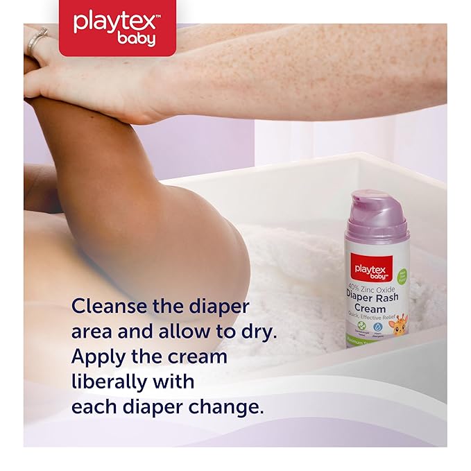 Playtex Baby Diaper Rash Cream, 5.6 oz. Pump Bottle, Dermatologist Tested 40% Zinc Oxide Diaper Cream, Fragrance Free, Hypoallergenic, Free of Dye, Parabens and Phthalates
