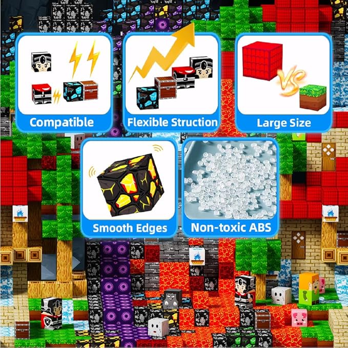 150Pcs Magnetic Building Blocks Set, Kids Sensory Toy for Toddlers STEM Learning, Construction Magnet Blocks Stacking Toy for Kids