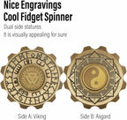 Freelove Viking Pirate & Gossip Design Fidgets Spinners, Copper Metal Spinner Fidget Toy Prime for Adults, Premium Bearing for 4~6 Mins, Autism Sensory ADHD Anxiety Stress Reduce Figet Spiner, Brass