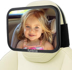 Funbliss Baby Car Mirror for Fixed Headrest, Compatible with Tesla Car Mirror for Baby and Other Models, 360° Rotation Clear & Wide View, Easy Install with Non-Slip Elastic Fixing