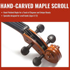 1/4 Size Violin for Kids, Beginners, Students, Solid Spruce Top, Maple Back Fiddle with Brazilwood Bow, Tuner, Hard Case, Shoulder Rest & More, Perfect Handcraft Gift