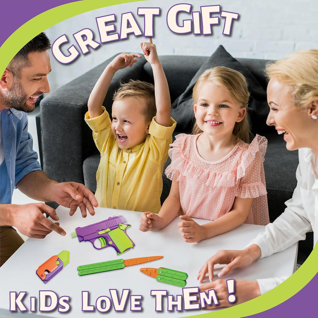 4 PCS Fidget Toys Set，3D Printing Fidget Knife Toy and Pistol Toys,Fidget Toys Adults and Kids，Sensory Toy Fidget Toys for Classroom，Suitable for Relieving ADHD,Stress, Anxiety (Purple Set)