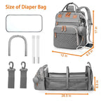Baby Diaper Bags with Changing Station, Waterproof Diaper Bag Backpack for Moms Dads with USB Charging Port, Baby Shower Gifts, Large Capacity diaper backpack, Grey