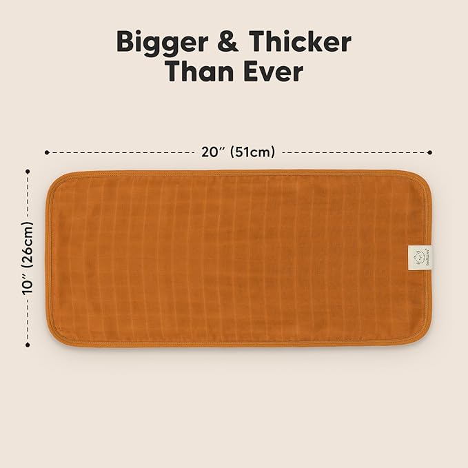 5-Pack Cotton Muslin Burp Cloths Baby Girls, Boys - Soft & Absorbent Spit Up Burp Rags, Large Muslin Towel, Cotton Wash Cloths for Babies, Newborn, Infant, No Shrink, Durable, Neutral (Spice)