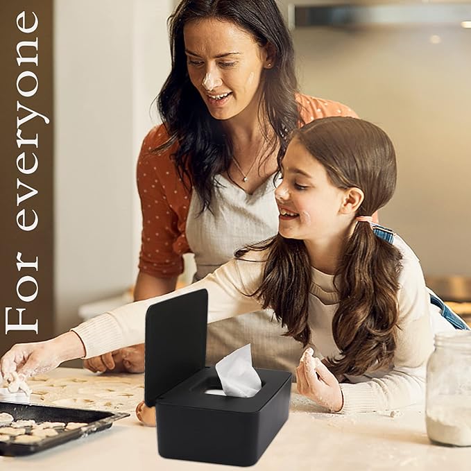 NOVWANG 3 Pack Baby Wipes Dispenser Wipe Holder with Lids, Keeps Wipes Fresh, Refillable Wipes Container with Sealing Design, Bathroom Tissues Wipes Case Box