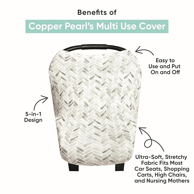 Copper Pearl Multi-Use Cover: Car Seat Covers, Nursing Cover, and Stroller Cover for Sun - Stretchy Fabric, All-Season Use, Stylish Designs, Easy Access for Moms - Tinsel