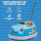 12V Dual Battery Electric Ride on Kids Bumper Car w/Remote Control,360 Degree Spin,Push Rod Rocker Horse Function,3-Speeds Babies & Toddlers Bumping Car Ride on Toy Gift for 1-4 Years Children (Blue)
