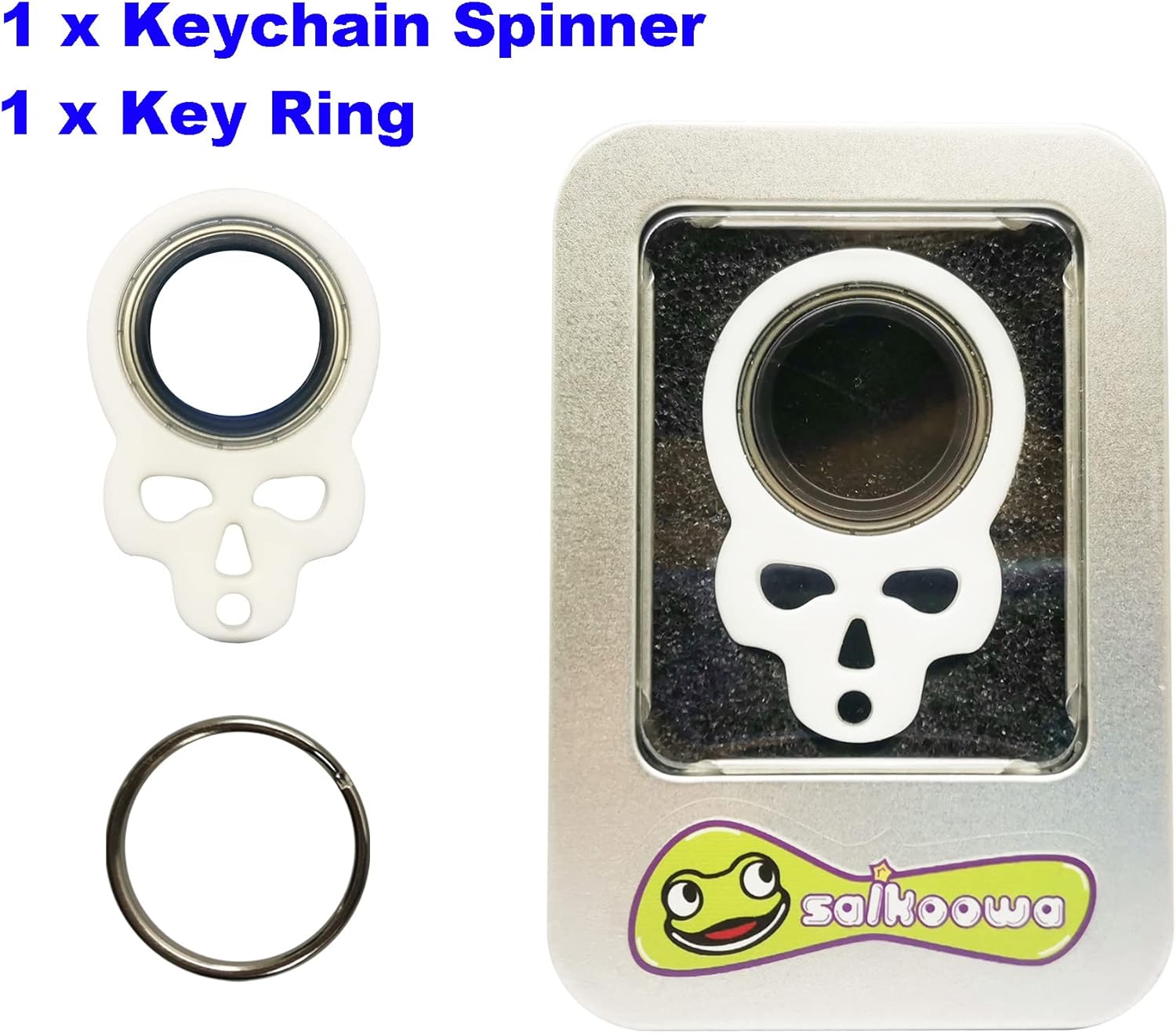 Keychain Spinner, Fidget Keychain,Spinning Keychain Fidget, Fidget Spinner Keychain Toys for Keys (White)