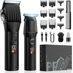 Professional Hair Clippers for Men Cordless Trimmers Kit with LED Display Electric Beard Trimmer for Kid Cordless Beards Trimmer Haircut Grooming Kit Gift for Men Women Barber Kids (Black)