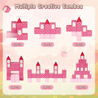 3 otters 12PCS Magnetic Building Blocks, STEM Learning Toys Magnetic Cube Kids Travel Activities with Storage Box for Girls Boys Birthday Gift (Castle)