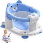 Baby Bath Seat for Babies 6 Months & up, Non-Slip Toddler Bath Seats for Babies Sitting Up, Safe Infant & Newborn Bathtub Chair with 4 Suction Cups & Soft Cushion for Shower,Blue