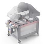 4-in-1 Baby Bassinet with Playard, Sleeper Nest, Changing Table, Mosquito Net & Canopy, Storage and Toys for Newborn to Toddler